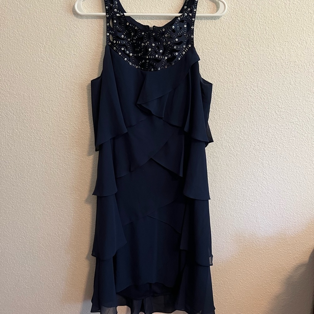 𝅺SLNY Blue Ruffle Dress Size 10
